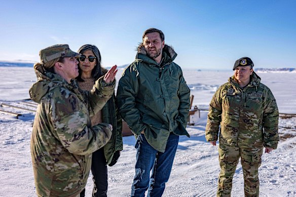 US Vice President JD Vance and second lady Usha Vance touring the US military’s Pituffik Space Base on Greenland’s north-western coast in March.