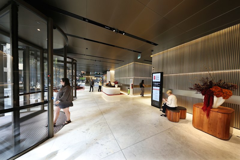 The new lobby at 55 Collins Street has replaced the ANZ’s old bank branch.