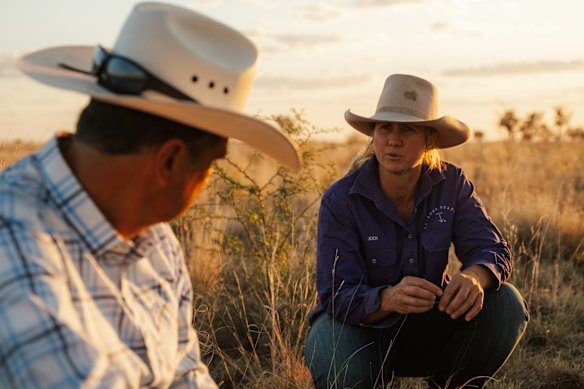 Jody talks to Alejandro Carrillo, a rancher from the Chihuahan Desert in Mexico, who has advised her on protecting her property from climate change.