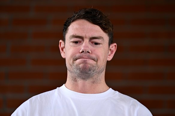 Lachie Neale as he spoke to the media about his decision to step down from the Lions co-captaincy.