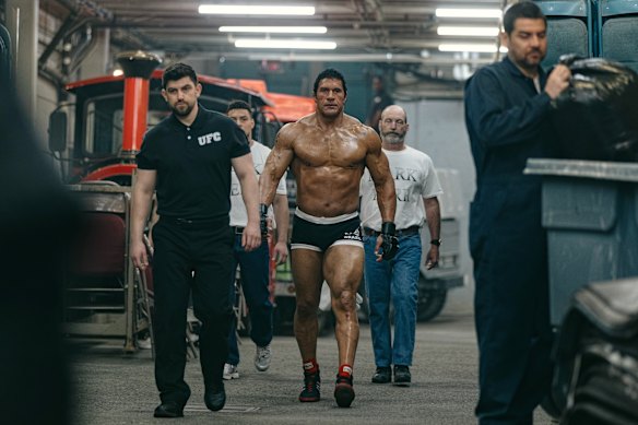 A very different Dwayne ‘the Rock’ Johnson in The Smashing Machine.