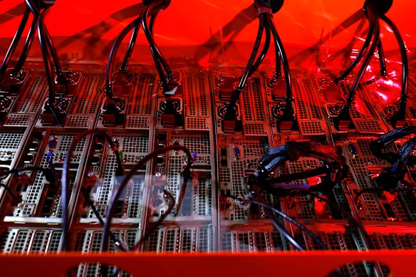 Data storage submerged in oil at DUG’s Australian data centre.