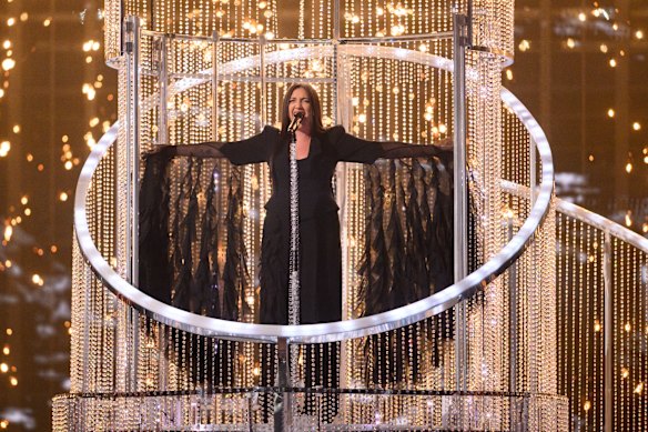 Yuval Raphael representing Israel performs on stage during the 2025 grand final.