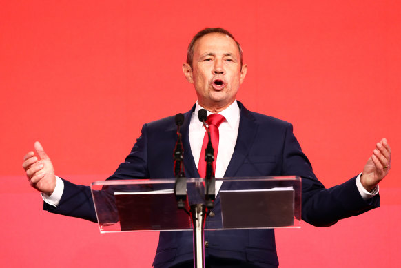 Premier Roger Cook at his party’s campaign launch last month.