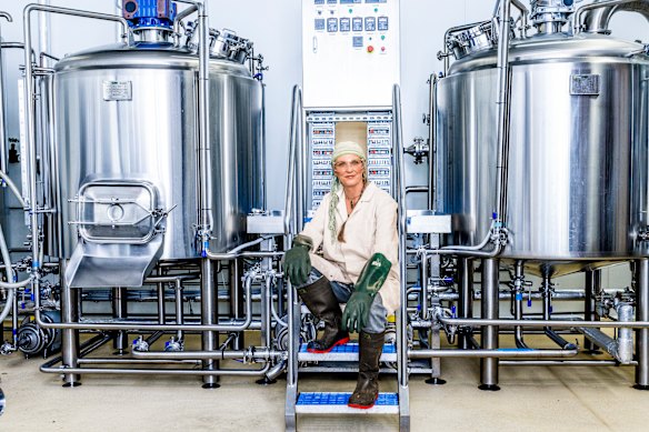Winberg in her seaweed refining factory on the NSW south coast.