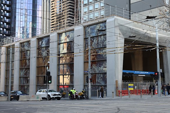 The new State Library Station on Swanston Street (pictured) and Town Hall Station are not yet compelted. 