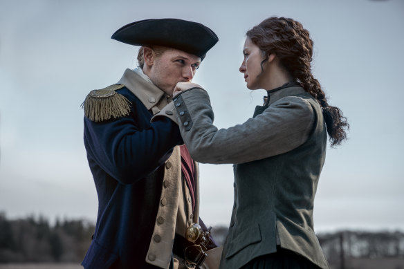 Sam Heughan and Catriona Balfe in Outlander.