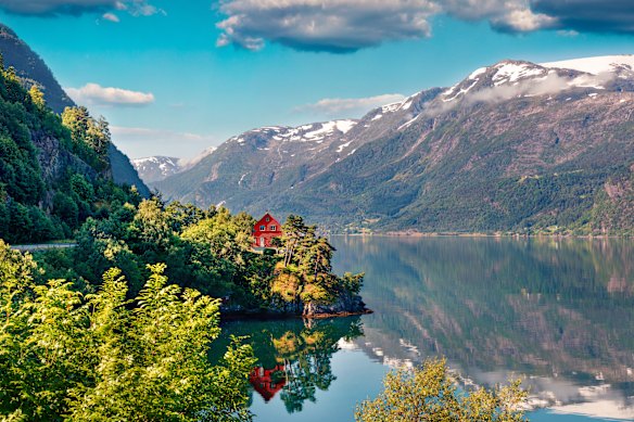 Norway’s Hardangerfjord stretches 180 kilometres from the Atlantic Ocean into the nation’s mountainous interior.