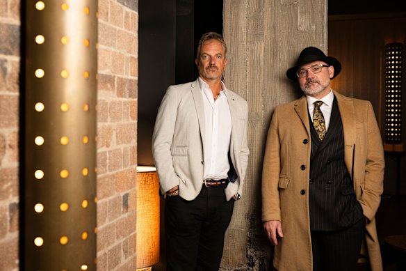 Former Wests Tigers CEO Justin Pascoe and chairman Lee Hagipantelis, who are now part-owners of the Newcastle Jets.