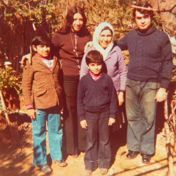 Sabsabi (left) with mother Wafa, grandmother Khadija, brother Hussam and father Walid in Tripoli, Lebanon before migrating to Australia.