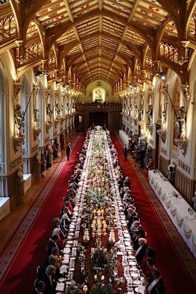 The lavish state banquet was held at Windsor Castle.