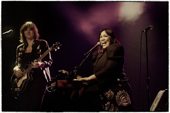Kate Ceberano (right) playing with young Kathleen Halloran, who she sees as a potent mix of Joan Armatrading and Chrissie Hynde (with a peppering of Jimi Hendrix).