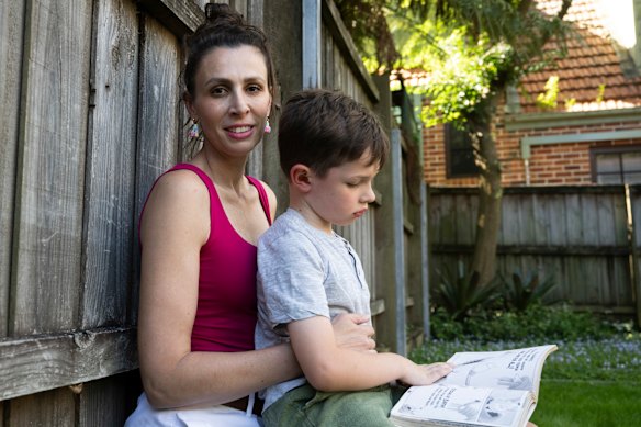 Stephanie Nunn, with son Sebby, 6, has raised concerns about schools’ bring your own device policy.
