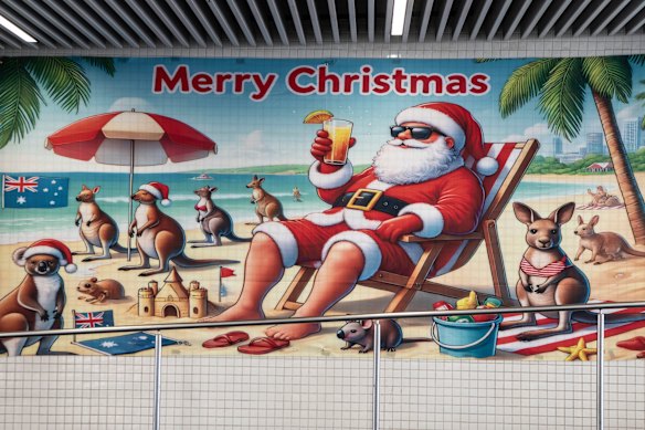 Redfern Station’s Christmas banner will be removed after concerns were raised about its use of AI.