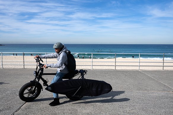An e-bike being a damned nuisance at Sydney’s Bondi Beach.