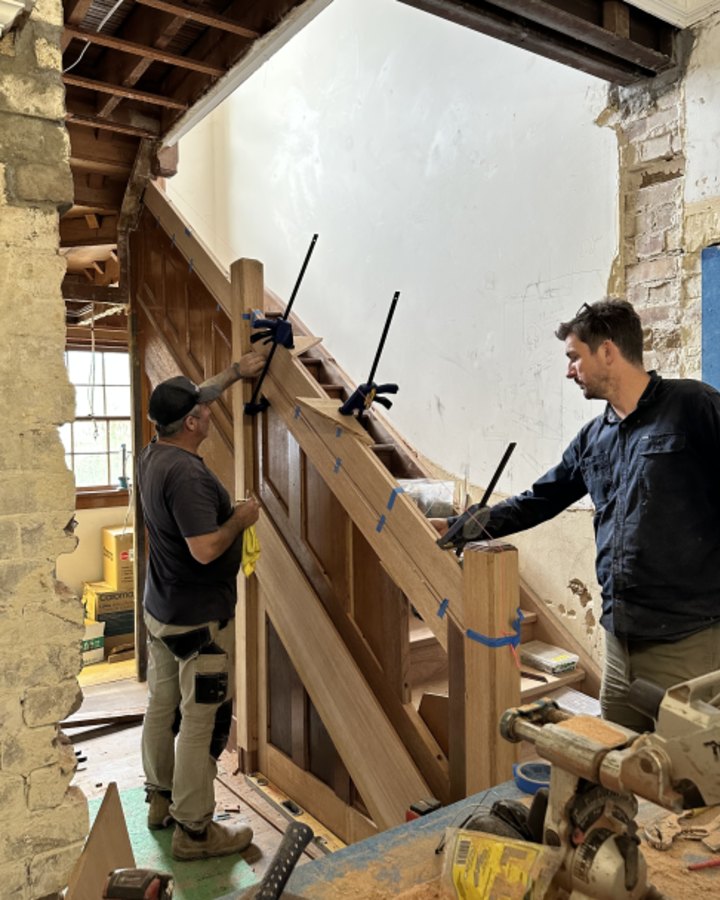 The staircase in progress.