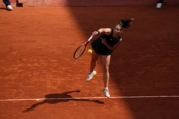 Daria Kasatkina plays a shot.