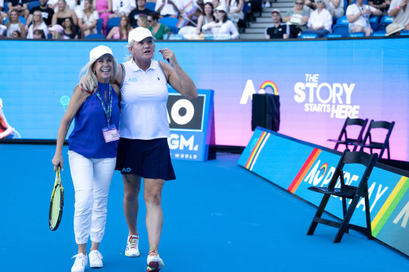 Danielle Laidley and Donna Leckie at last year’s Glam Slam celebrity match.