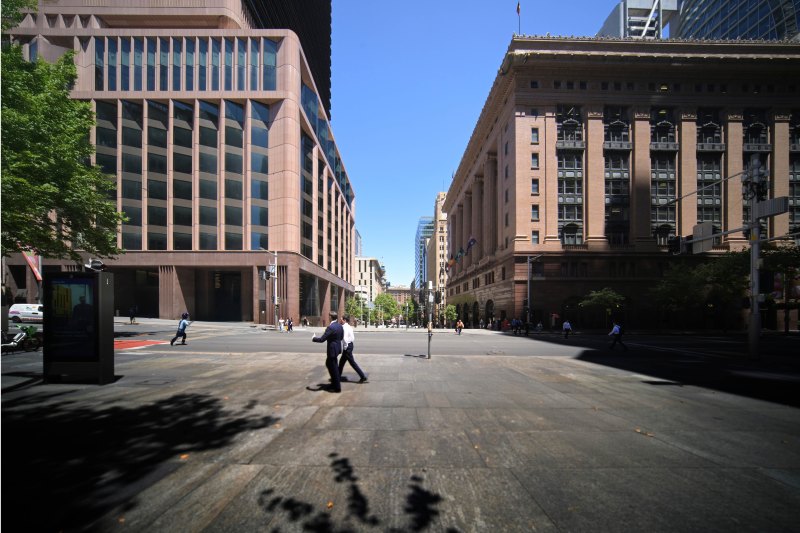 Taking space: Pedestrians in front of the 28-level 39 Martin Place tower in central Sydney, where net absorption of office space last year hit a 9-year high.