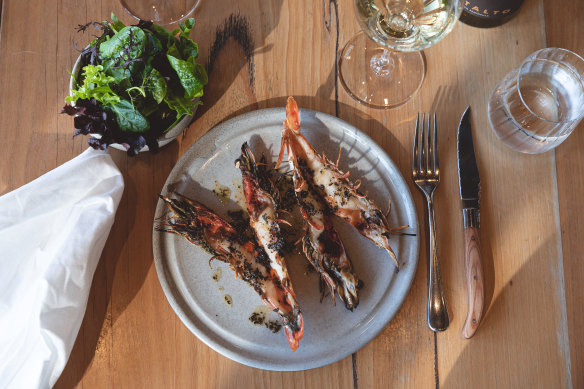 Prawns with seaweed butter.