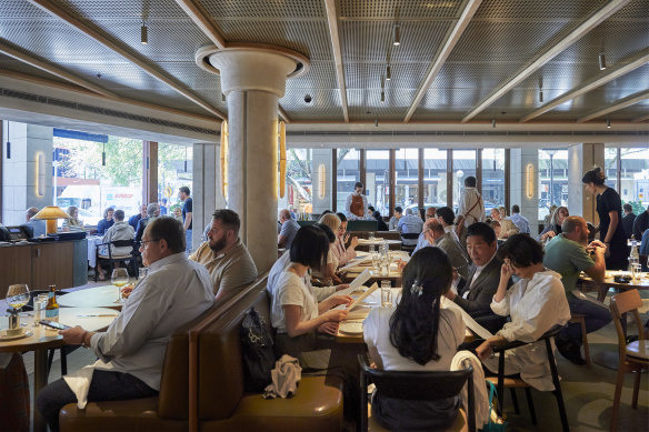 The dining room at Neil Perry’s Margaret, which has become a buzzing hub at the centre of Double Bay.