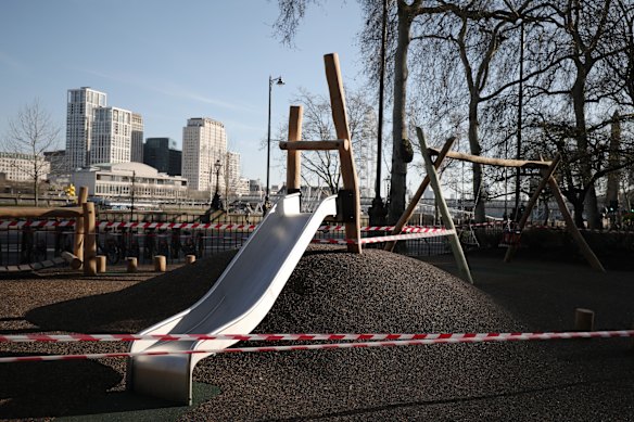 A closed children’s playground on March 24, 2020 in London, United Kingdom.