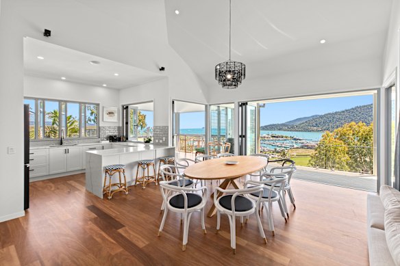 Kitchen and dining room in the revitalised presidential villa.