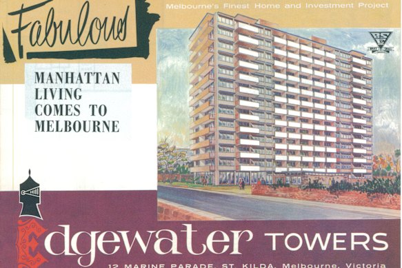 Early marketing material for Edgewater Towers.