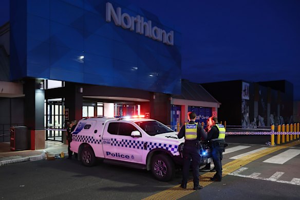 Police at Northland shopping centre in Preston after an allegedly stolen car ploughed through the centre in June.