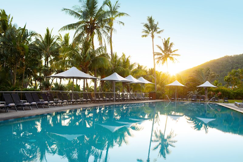 Poolside at Reef View Hotel on Hamilton Island.
