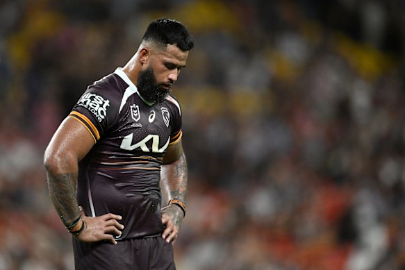 Defeat cut deep for Broncos prop Payne Haas on Friday night.