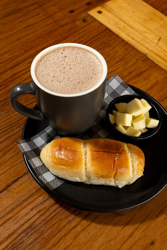 Colombian hot chocolate with cheese.