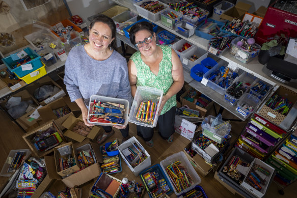 Amelia Trompf and Bridgitte Belleville run Project Stationery, which collects unused school supplies and donates them.
