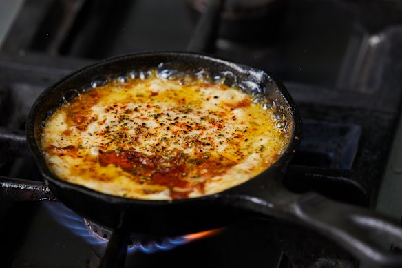 Dish using Argentinian local cheese provoleta.