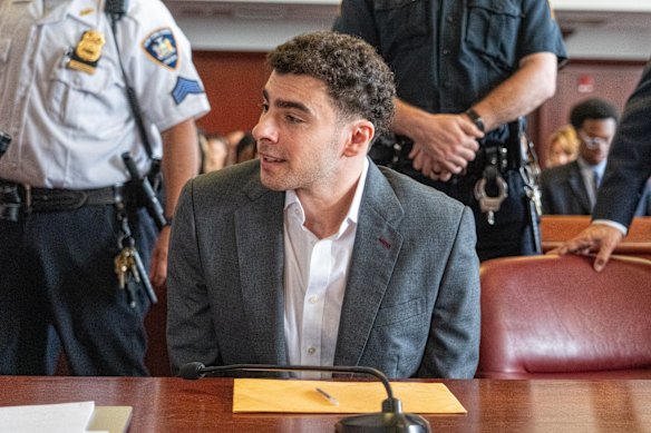 Luigi Mangione during a pre-trial hearing for the New York state murder charges on Tuesday,.