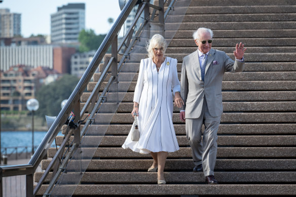 People to have climbed the steps include Queen Camilla and King Charles, pictured here during their royal visit in 2024.