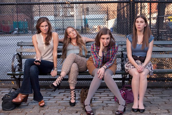 Dunham (second from right) with her Girls co-stars Allison Williams, Jemima Kirke and Zosia Mamet.