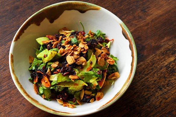 Cucumbers, green tahini and crispy chilli.
