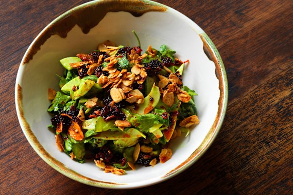 The Palomar’s cucumber salad, with pickled cucumbers, green tahini and crispy chilli oil.