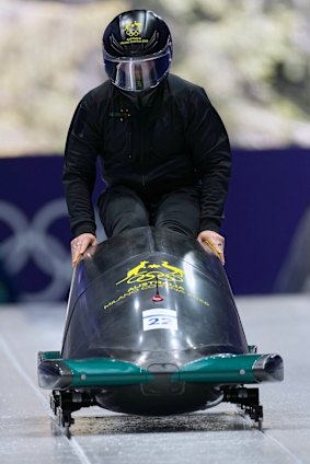 Bree Walker trains at the sliding track in Cortina ahead of the women’s monobob.