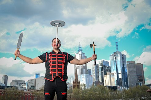 Corey Tomlins pictured last week showing off his skills at Southbank in Melbourne’s CBD.