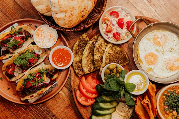 Lebanese breakfasts at Yum Yum Bakery.