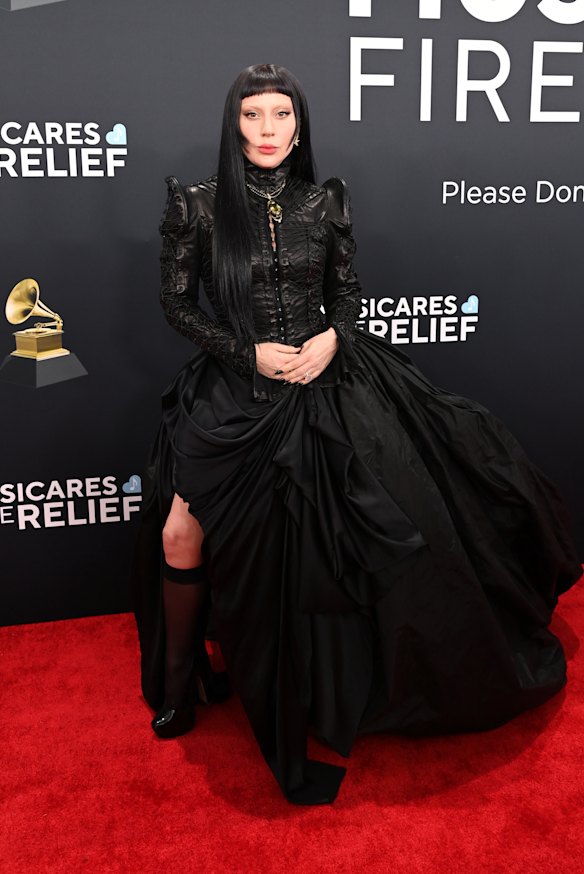 Lady Gaga at the VMAs earlier this year, in a custom gown by Samuel Lewis.  