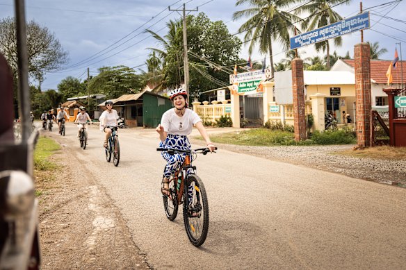 The writer cycling Battambang.