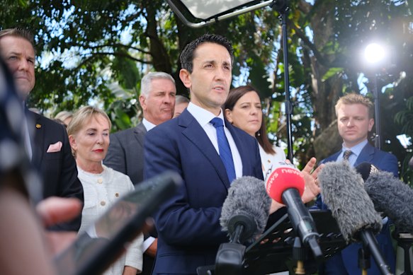 Queensland Premier David Crisafulli speaks to media after being sworn in.