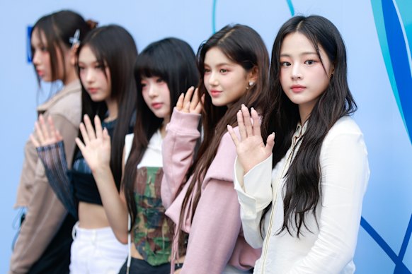  (From left) Hyein, Haerin, Hanni, Danielle and Minji of girl group NewJeans at Seoul Fashion Week in September.