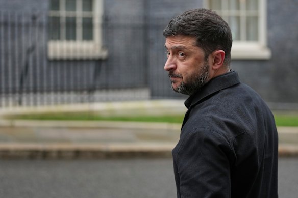 Ukrainian President Volodymyr Zelensky in London during the week.