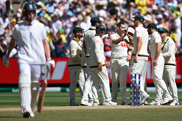 Scott Boland dismisses Zak Crawley in the Boxing Day Test.