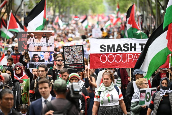 A pro-Palestinian protest in Melbourne in October last year.