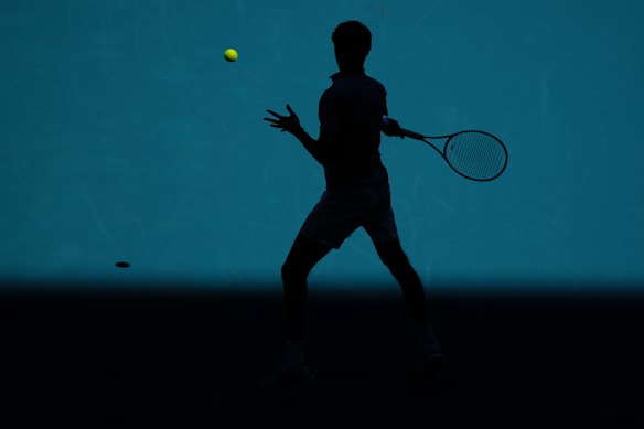 Daniil Medvedev returns a shot against Francisco Cerundolo of Argentina during Day 7 of the Miami Open at Hard Rock Stadium on March 23, 2026 in Miami Gardens, Florida. 